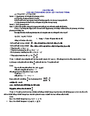 Chuyên đề giải bài Toán lớp 9 Bằng cách lập phương trình